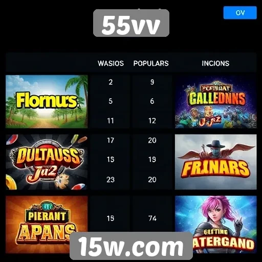 Comparação de jogos populares disponíveis no 55vv